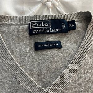 Polo by Ralph Lauren Light Gray V-Neck Sweater
